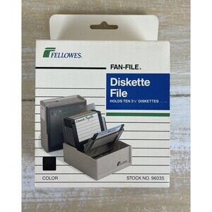 Fellowes Fan File Diskette File Beige Holds 10 - 3.5" Diskettes 1987 NOS 96035